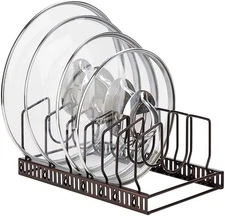 Pot Lids Organizer Rack for Cabinet and Countertop 7+ Pan Lids and Bakeware Org
