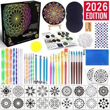 Mandala Dotting Tools Painting Kit - Rock Dot Paint Stencils, Art Supplies Set,
