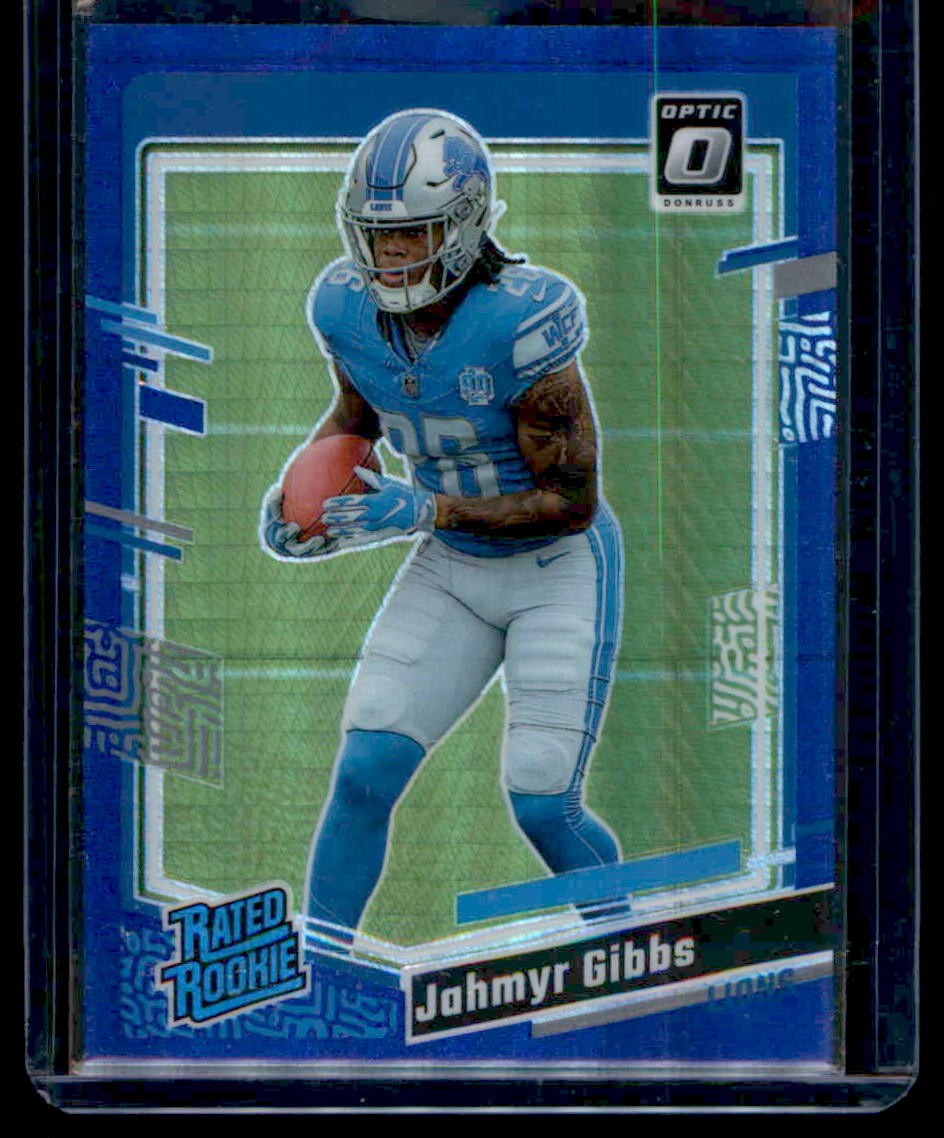 Jahmyr Gibbs Panini Donruss Optic #236 Blue Hyper