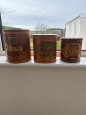 Vintage Tea Coffee Flour Sugar Cannisters 1960s Mid Century Farmhouse Kitchen
