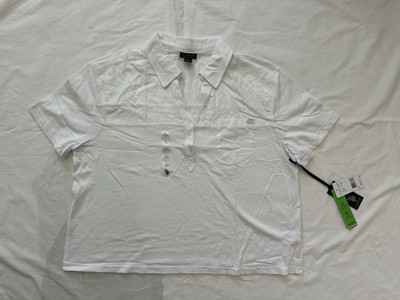 New US Polo Assn Women Short Sleeve Polo Shirt W/Pocket White L