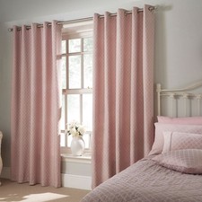 Image of Dreams & Drapes Woven Croma Geometric Jacquard Curtains Eyelet Lined Panels UK
