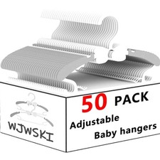 Kids Hangers for Closet, 50 Pack Baby Clothes Hanger, Adjustable Toddler Hang...