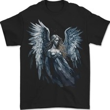 Ángel Guardián Gótico Camiseta Hombre Gildan 100% Algodón BLACK