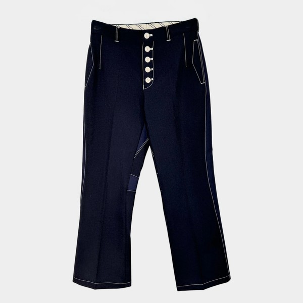 Shiro Sakai Japan Navy Blue Wool Kick Flare Cropped Trousers Medium ~ AU10
