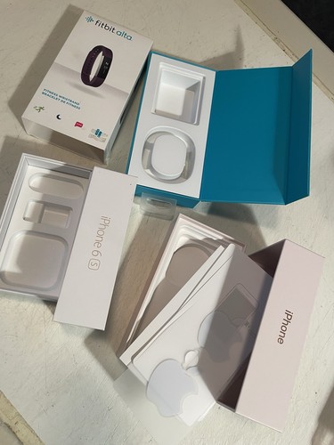 3 EMPTY BOXES iPhone Box Apple Lot of 2 Boxes Only Plus 1 Fitbit Alta Box