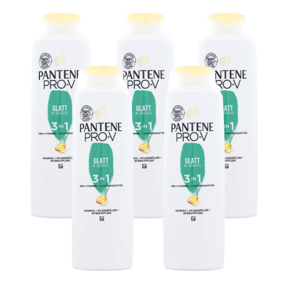 5 x Pantene Pro-V Glatt & Seidig 3in1 je 250ml Shampoo Spülung Pflege - Bild 1 von 3