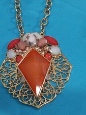 New York Company Beautiful Chain Necklace 17in 3 with Stones Crystals.