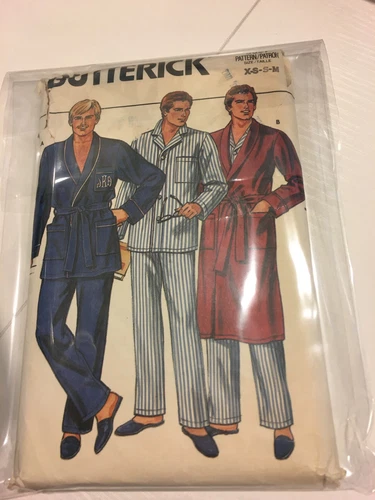 MENS UNCUT BUTTERICK 3037 Sewing Pattern ROBE PAJAMAS TOP PANTS SIZE XS S M