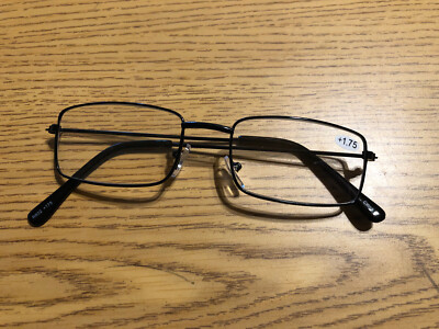 Apollo Reading Glasses +1.75 Black Wire Clear Cases Fast Shipping (Laq-1.75-1)