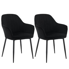 Klihome Set 2/4/6 Dining Chairs Set Velvet Seat Back Metal Legs Kitchen Chair