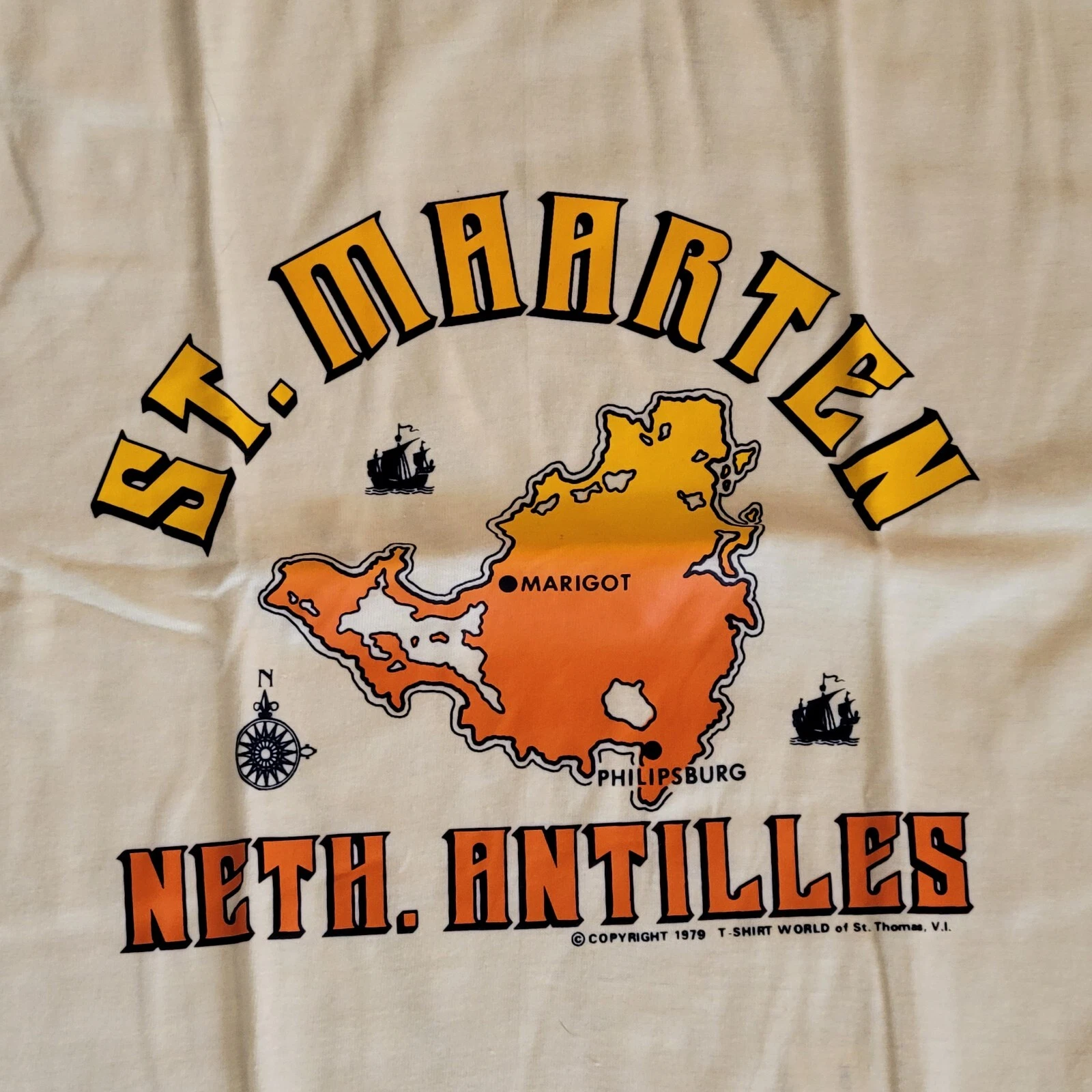 1979 St Maarten T-Shirt Neth Antilles Large Vintage T Shirt Hanes Fifty Fifty
