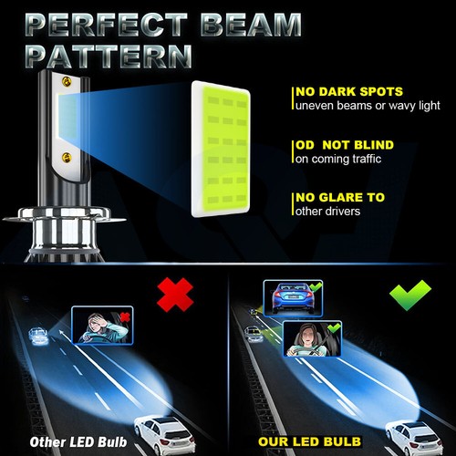4x H7 LED Headlight Bulb Kit High/Low Beam 8000LM Super Bright 8000K Ice Blue - Picture 8 of 12