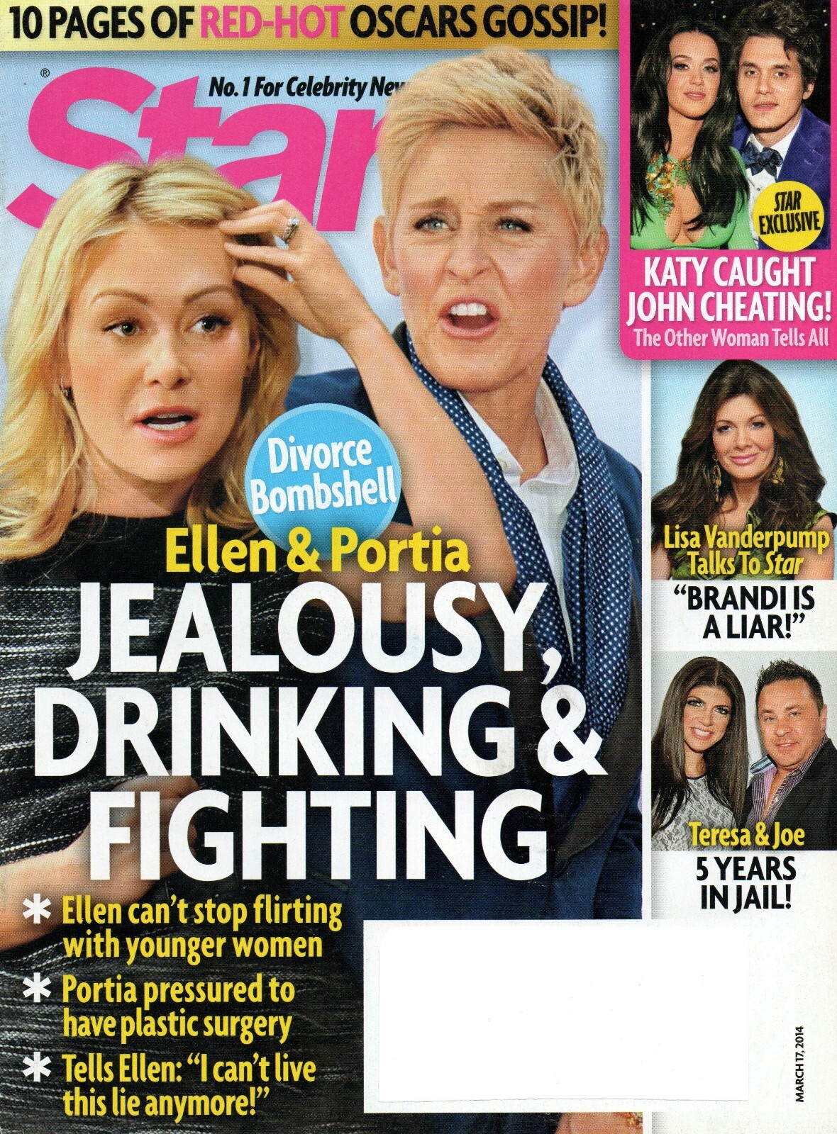 STAR Magazine March 17 2014 Portia de Rossi Ellen DeGeneres Katy Perry John Mayer Exclusive Scoop