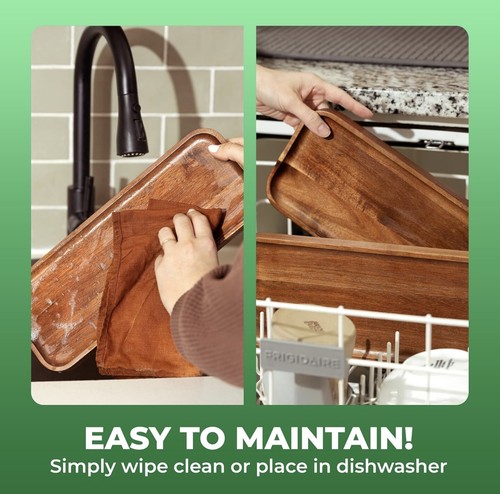 Solid Acacia Wood Serving Trays (14 x 5.5 inches) 3-pack - Picture 6 of 7