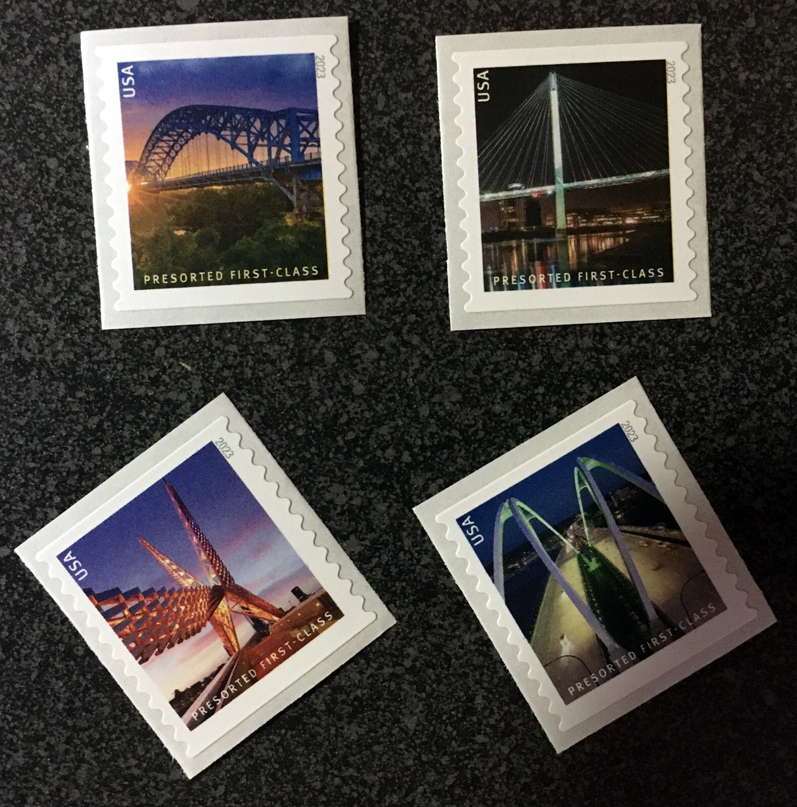 2023USA #5808-5811 25c Bridges - Presorted First Class - Set of 4 Coil ...