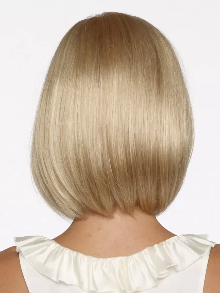 Короткие прямые волосы Bob для женщин вечеринки золотой блондин синтетические парики с челкой - Изображение 3 из 4