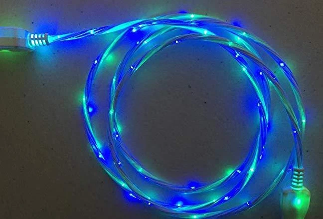DUAL COLOR LED light power cord charger cable for MICRO USB ANDROID SMART PHONES - Image 3 of 4