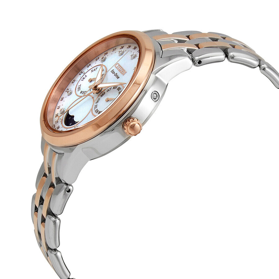 NEW CITIZEN ECO DRIVE WOMEN'S MOON PHASE CALENDRIER DIAMOND WATCH