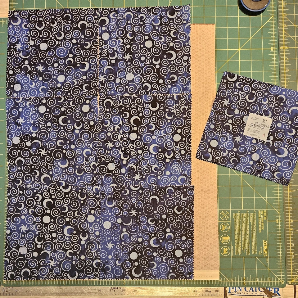 Floral Blue BATIK Fabric Flowers Approx 9 Inches 14 SQUARES - Image 4 of 4