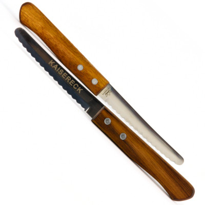 2 KAISERECK Frühstücksmesser mit Akazienholzgriff und speziellen Wellenschliff