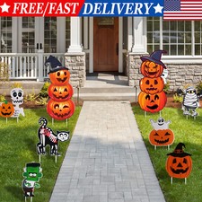 8Pack Halloween Decorations Outdoor Yard Signs Pumpkin Ghost Monster Lawn Stakes