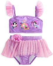 Disney Store Princesses Snow White Jasmine Rapunzel 2 PC Swimsuit Girl Size 5/6