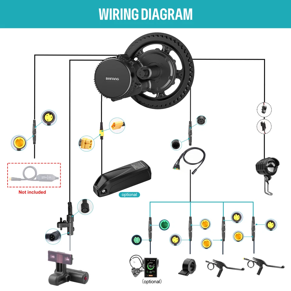 Bafang 48V500W BBS02B средний мотор набор электрический велосипед преобразования 68-73 мм набор - Изображение 4 из 4