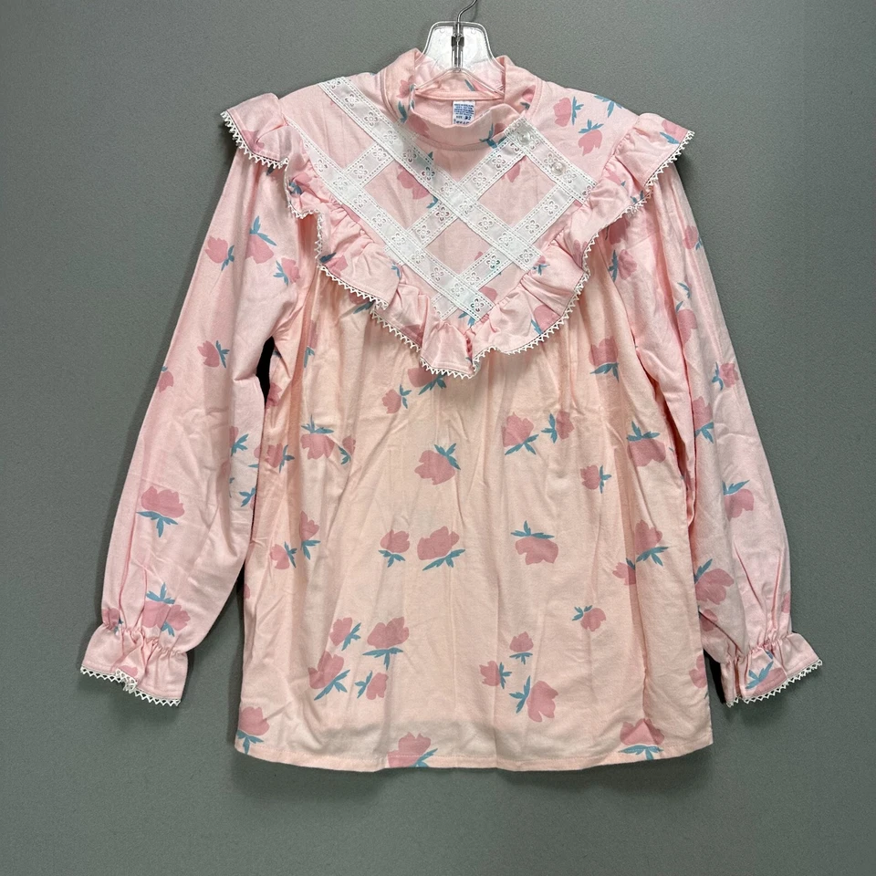 Conjunto De Pijama De Colección Sears Volantes Algodón Franela Rosa Floral Casa Núcleo Talla 32 S/M Foto 2 de 4