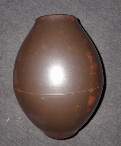 rare & unusual vintage vase with bronze glaze, brown & burnt orange, stamped DW - Picture 3 of 9