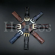 20 22 24 26 MM Leather Alligator Watch Strap Buckle Fits For Invicta Over Size