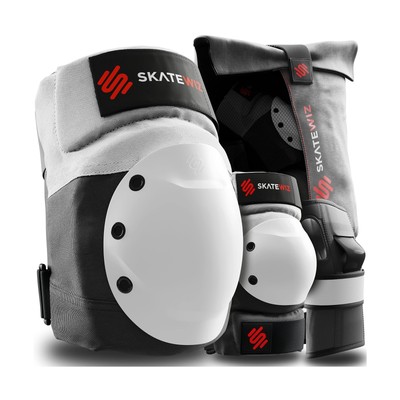 SKATEWIZ Skateboard Pads Set [6pc] Shield Size M in Grey White - Adult Skate ...