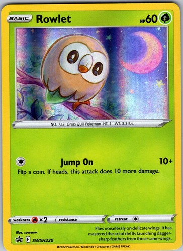 Rowlet SWSH220 - Black Star Promo Pokemon Holo Foil Rare - NM - Ships Free