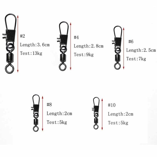 Fishing Swivels Snaps Kit Rolling Barrel Swivel Lure Connector Tackle Box 1#-10# - Picture 39 of 48