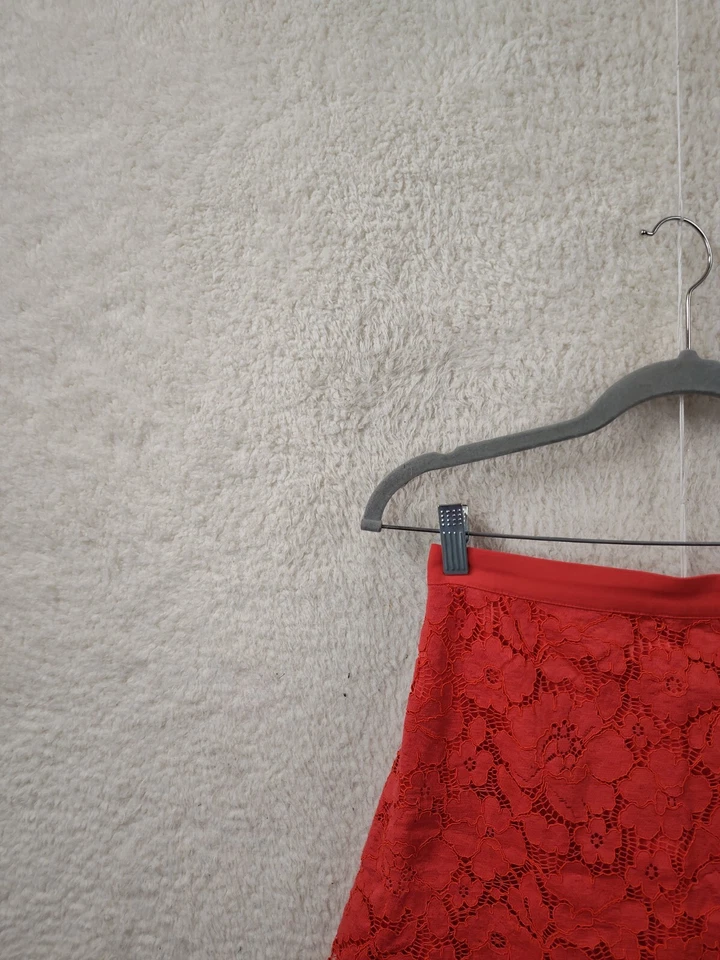 Saia Bebe Feminina 0 Vermelha Mistura de Algodão Renda Floral Cintura Média Ajuste Regular Mini Comprimento - Imagem 2 de 4