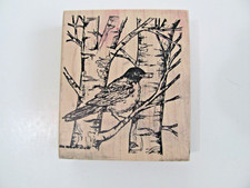 Robin On Tree Bare Branches Wood Mounted Rubber Stamp NORTHWOODS M8896 New