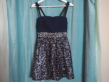 My Michelle Navy Blue Sequin Silver Sparkle Sleeveless Formal Prom Short Dress S