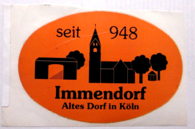 Souvenir-Aufkleber Immendorf Altes Dorf in Köln seit 948 Stadtteil Rodenkirchen