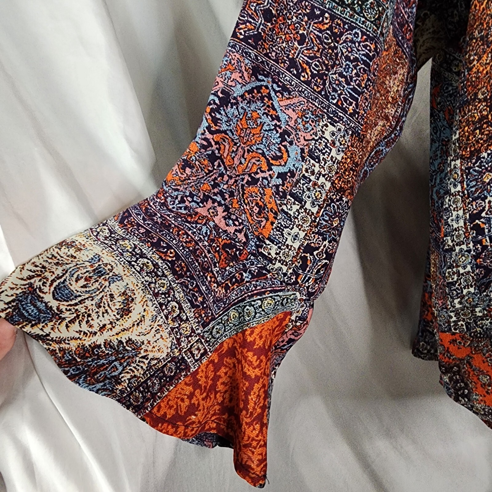 NEW DIRECTIONS Size XL Patchwork Pattern Boho Ruf… - image 6