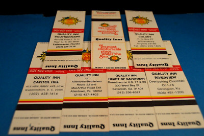 Lot of 7 QUALITY INN MATCHCOVERS Hotels Motels matchbooks matches books National
