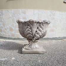 VASO CALICE FIORIERA PER PIANTE E FIORI DA ESTERNO GIARDINO IN CEMENTO H 51 CM