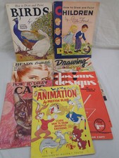VTG Lot 8 Learn To Draw Paint Art Books Walter T. Foster Cats Birds Animated