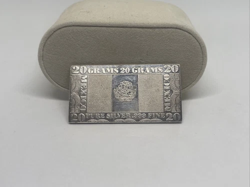 1973 The Silver Mint 20 Grams .999 Fine Silver Bar - World Flags - Mexico