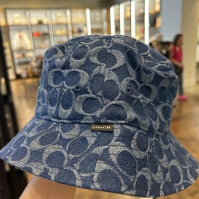 NWT Limited Coach Signature Denim Bucket Unisex Hat CZ926 | eBay
