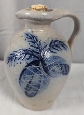 Vtg 1990 Rowe Pottery Works Salt Glaze Cobalt Gray 6" Jug Pitcher Cambridge Wisc