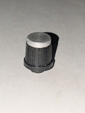 Vintage 1" Tall Black With Silver End Radio/Stereo Knob Round Shaft
