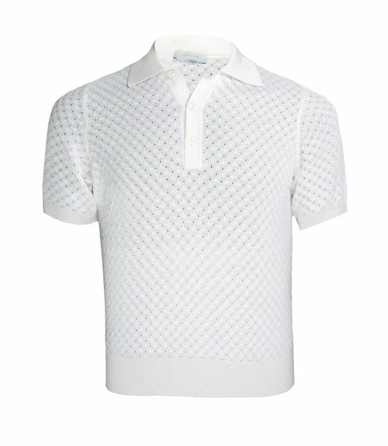 Size M White Short Sleeve Polos for Men