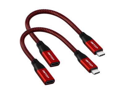 1USB C Extension Cable Short 10Gbps (2Pack), USB C Male to Female Extender 7.8in