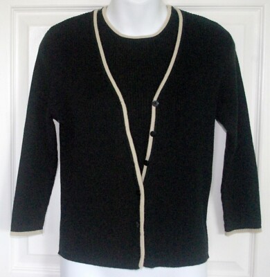World Republic Clothing Co. Black & Tan Tank & 3/4 Sleeve Cardigan Twinset SzP/S