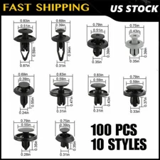 100Pcs Fender Clips Trim Car Auto Push Pin Rivet Bumper Fastener Panel Retainer
